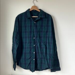 GAP Green and Navy Plaid Long-Sleeve Button-Down Shirt